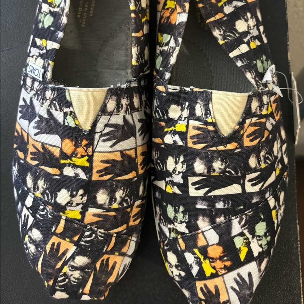 TOMS Women’s Printed Canvas Alpargata Slip-On - Black Multicolor